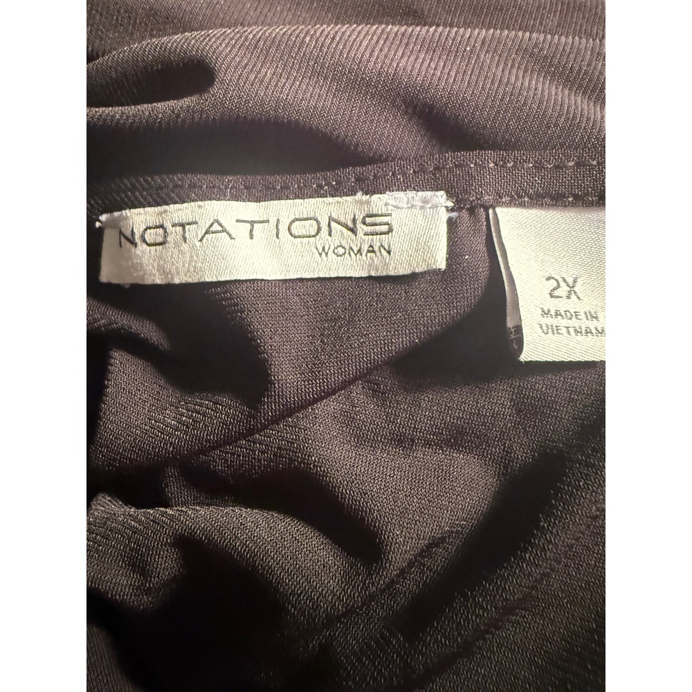 Notations Woman Dress 2X Black Pink Colorblock Stretch Shift Artsy Mod - Picture 3 of 4